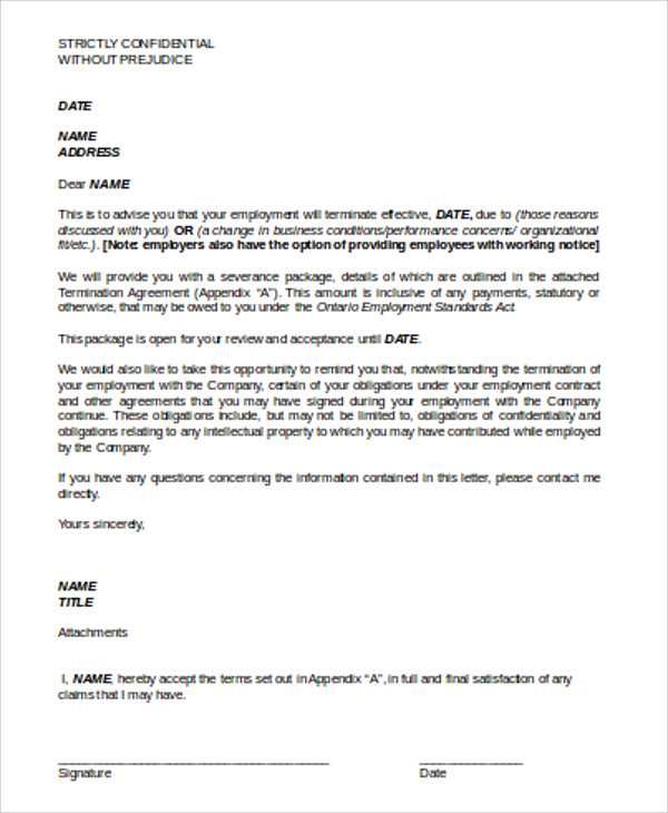 contract termination letter template