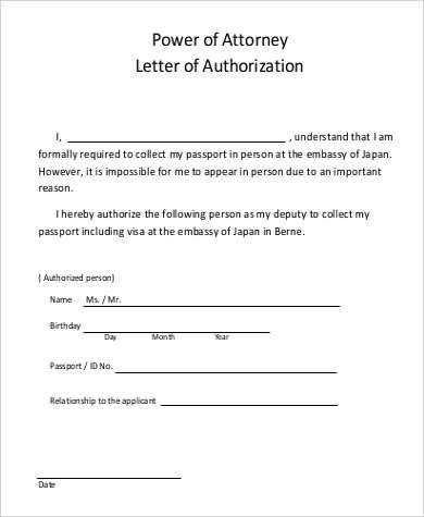 power of attorney letter template free