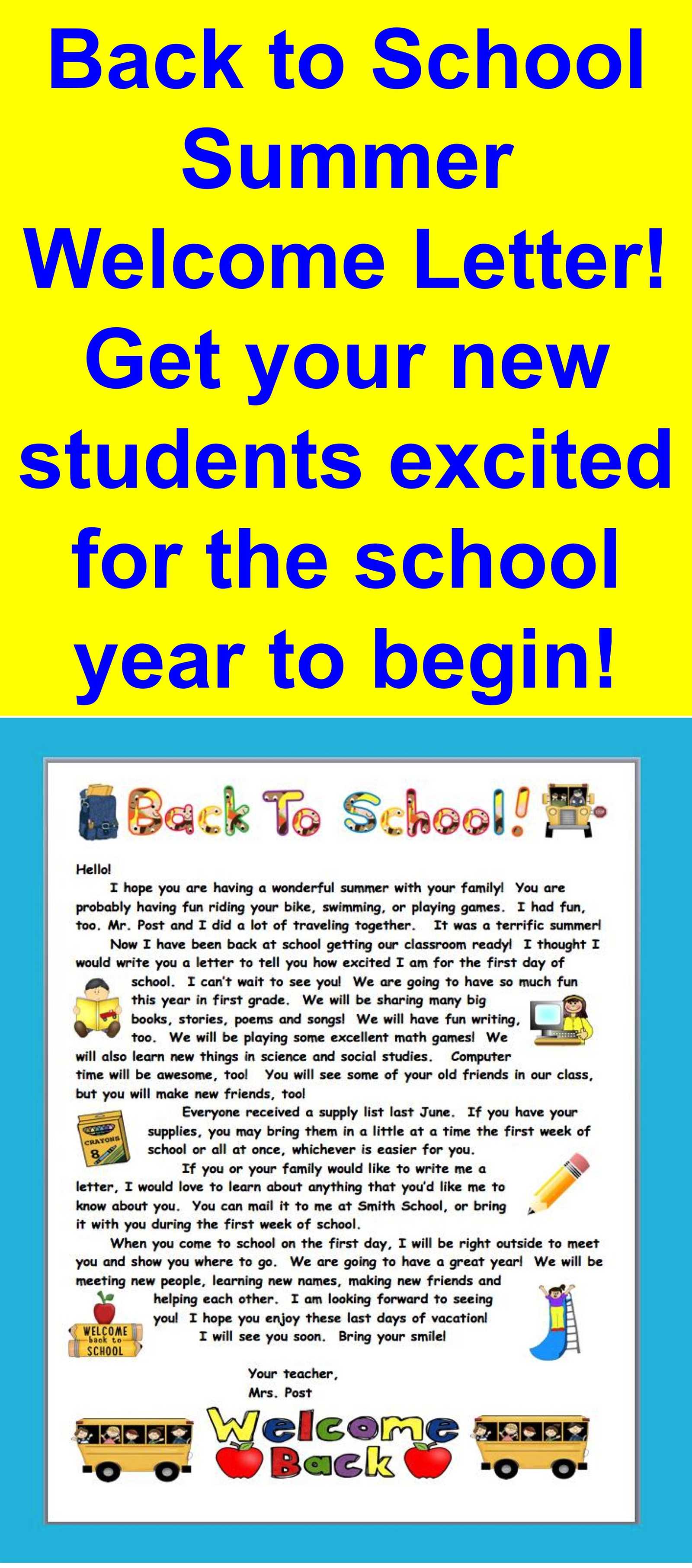 preschool teacher welcome letter template