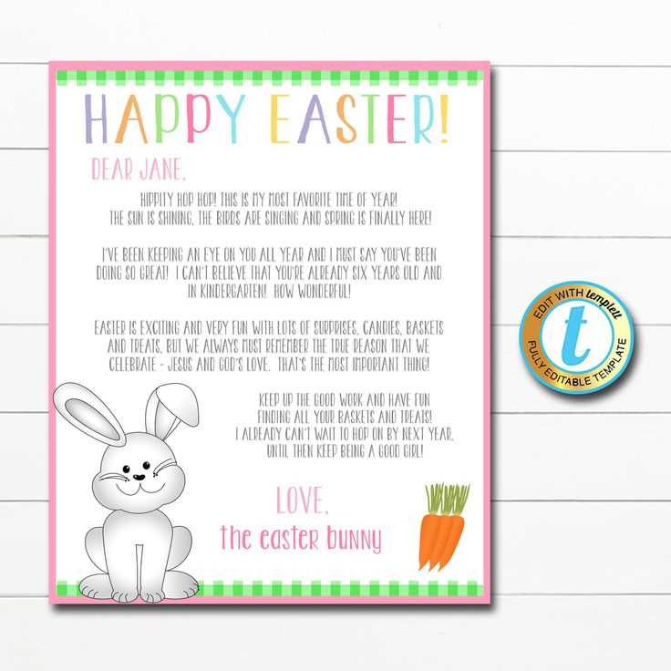 printable easter bunny letter template