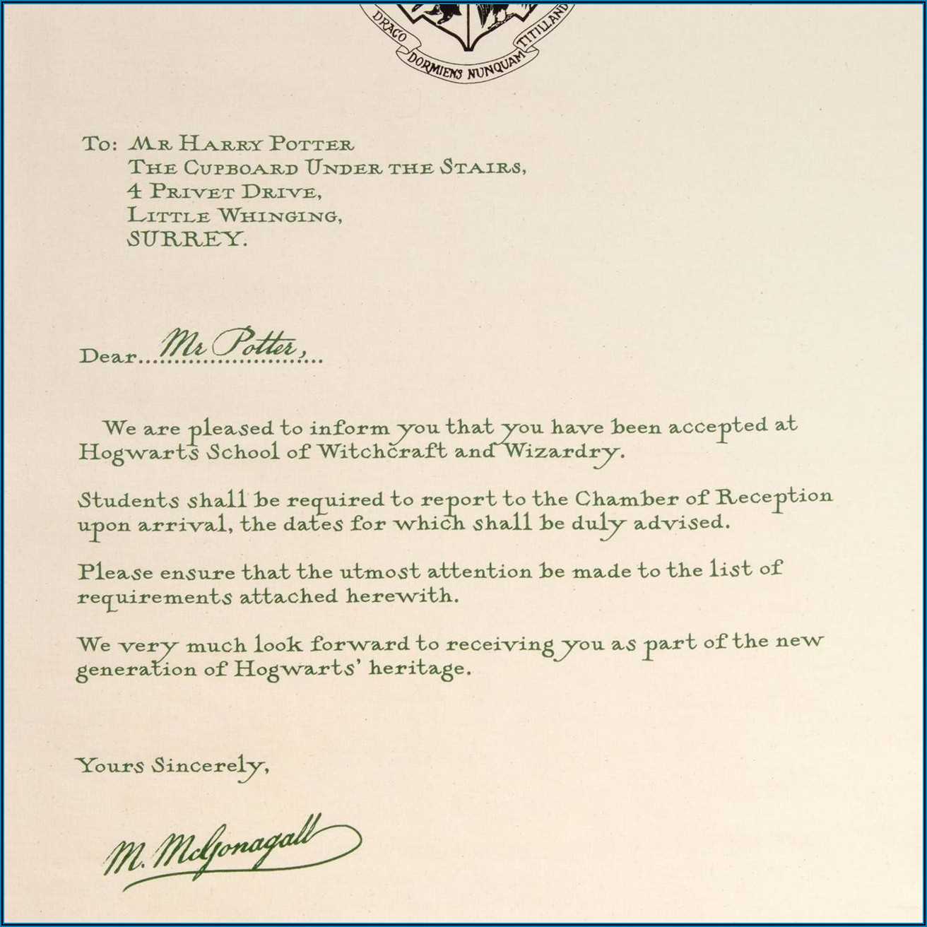 printable hogwarts acceptance letter template