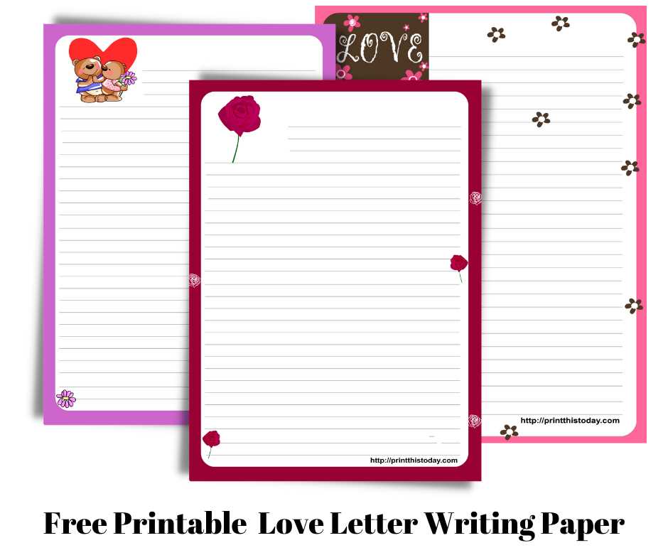 printable love letter stationery template