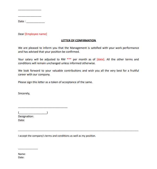 probation period letter template