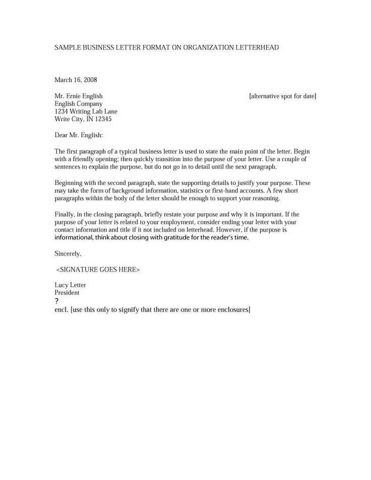 professional business letter format template