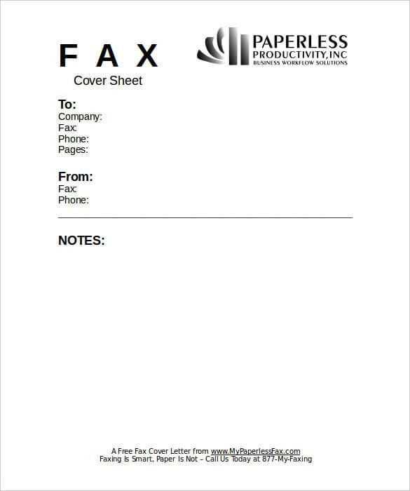 professional fax cover letter template