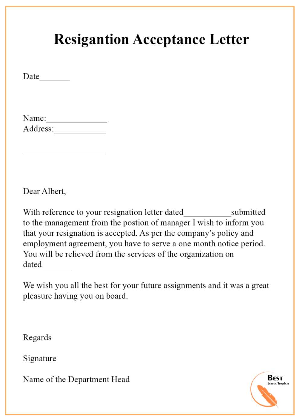 project acceptance letter template