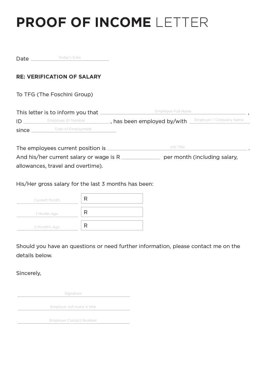 proof of income letter for apartment template