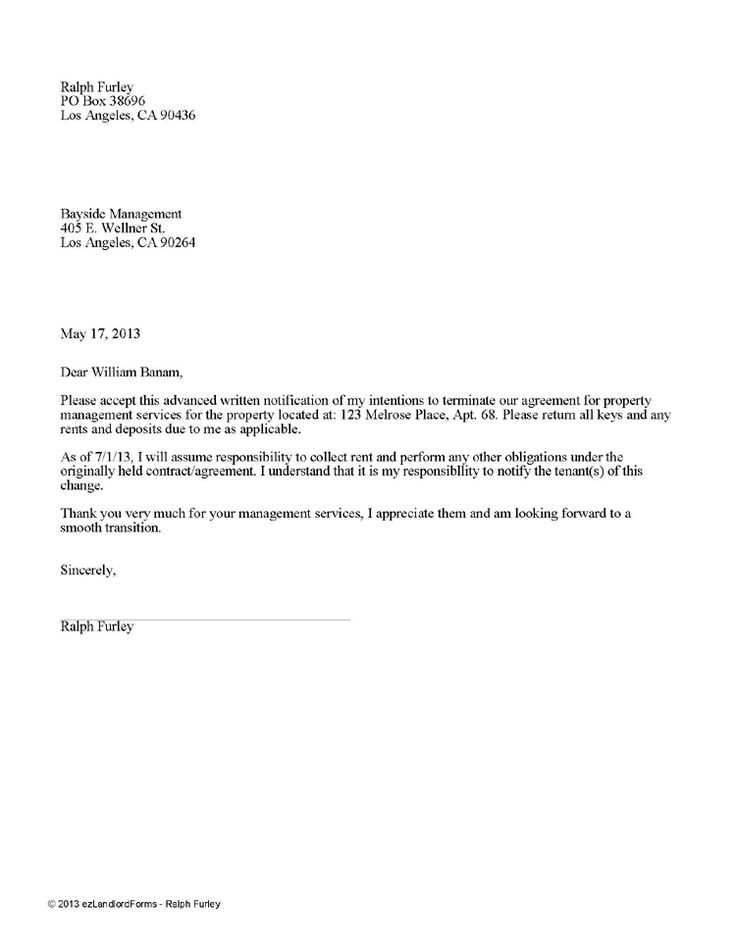 property management termination letter template