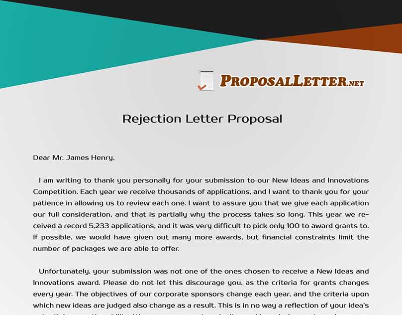 proposal rejection letter template