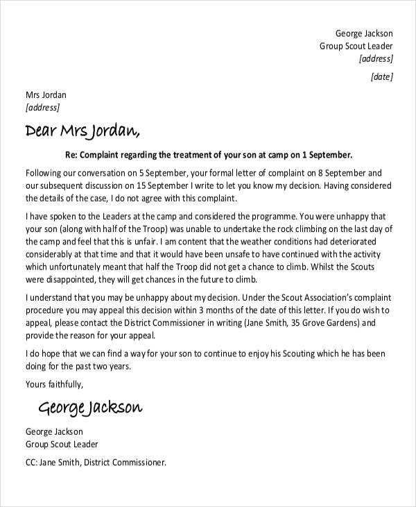 reply to a complaint letter from customer template