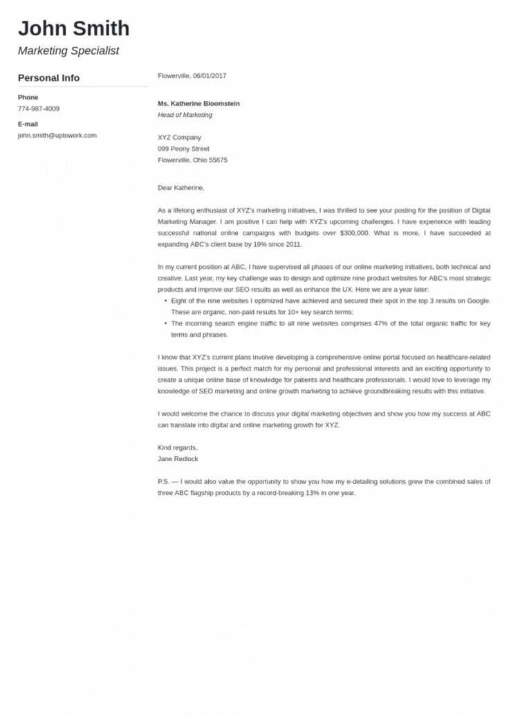 online cover letter template free