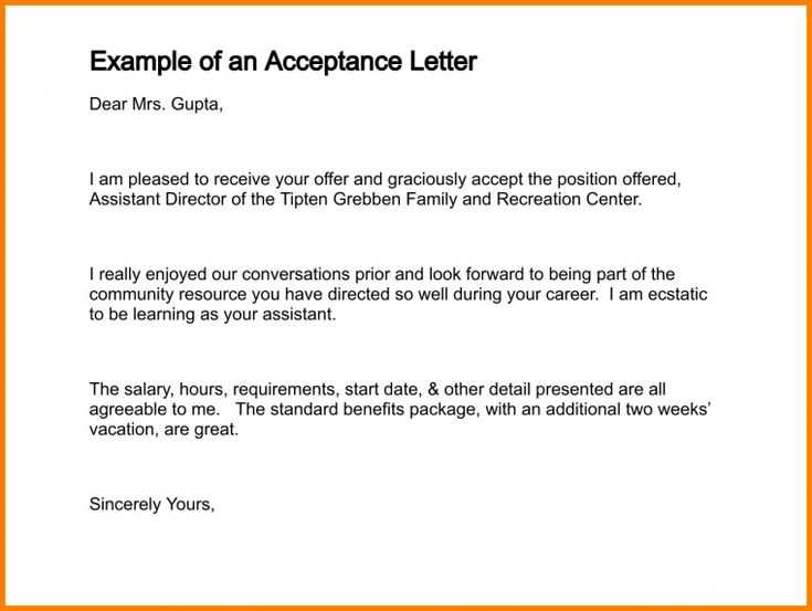 letter of acceptance ira template