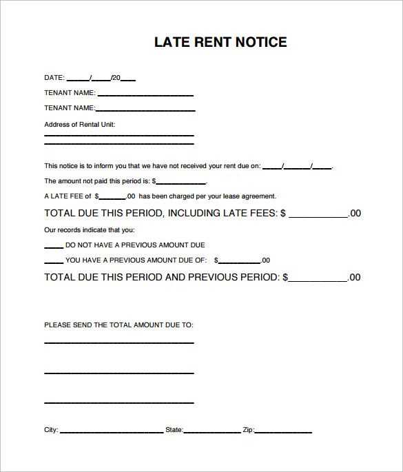 past due rent letter template