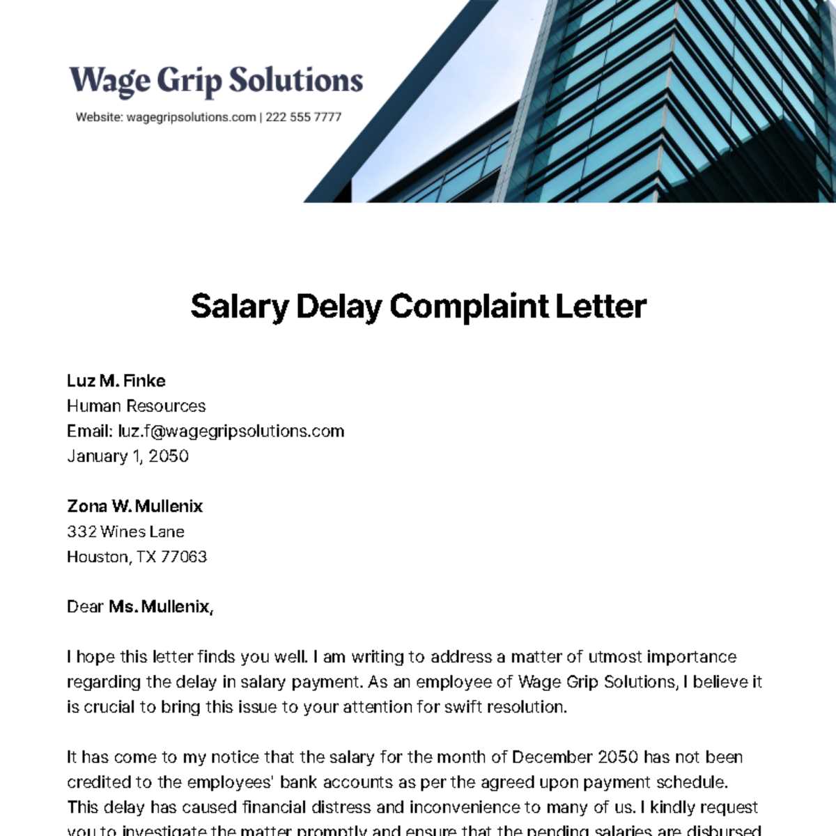 compensation letter template