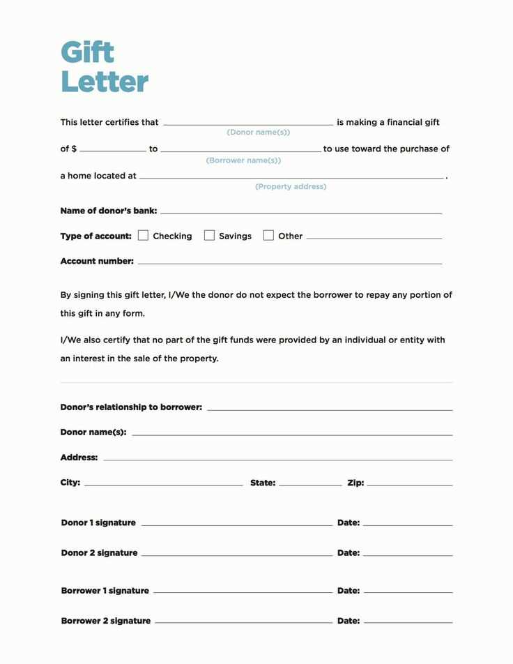 family member gift letter template