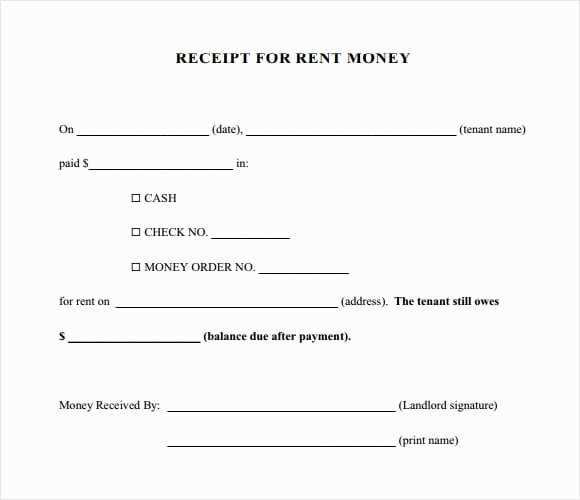 receipt of money letter template