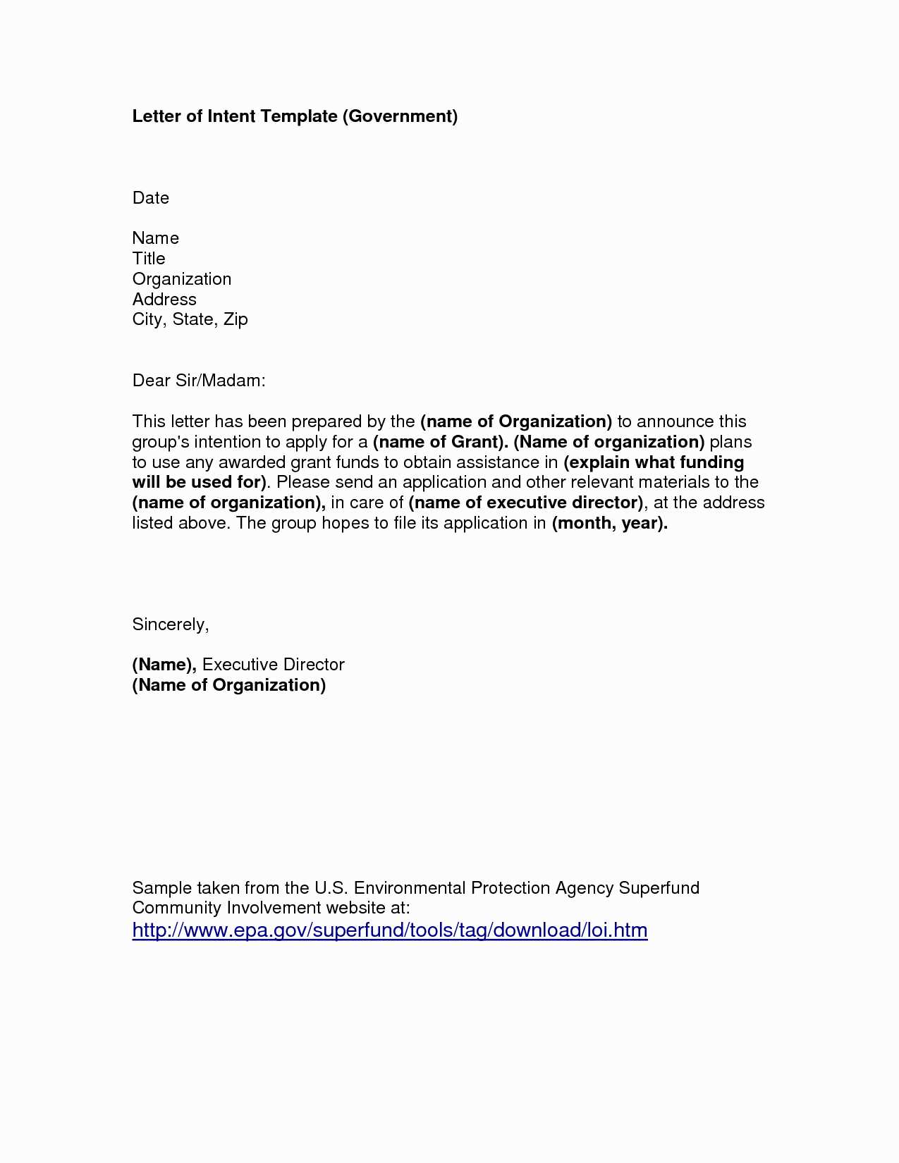 microsoft letter of intent template