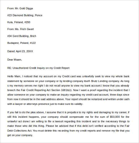 credit removal letter template