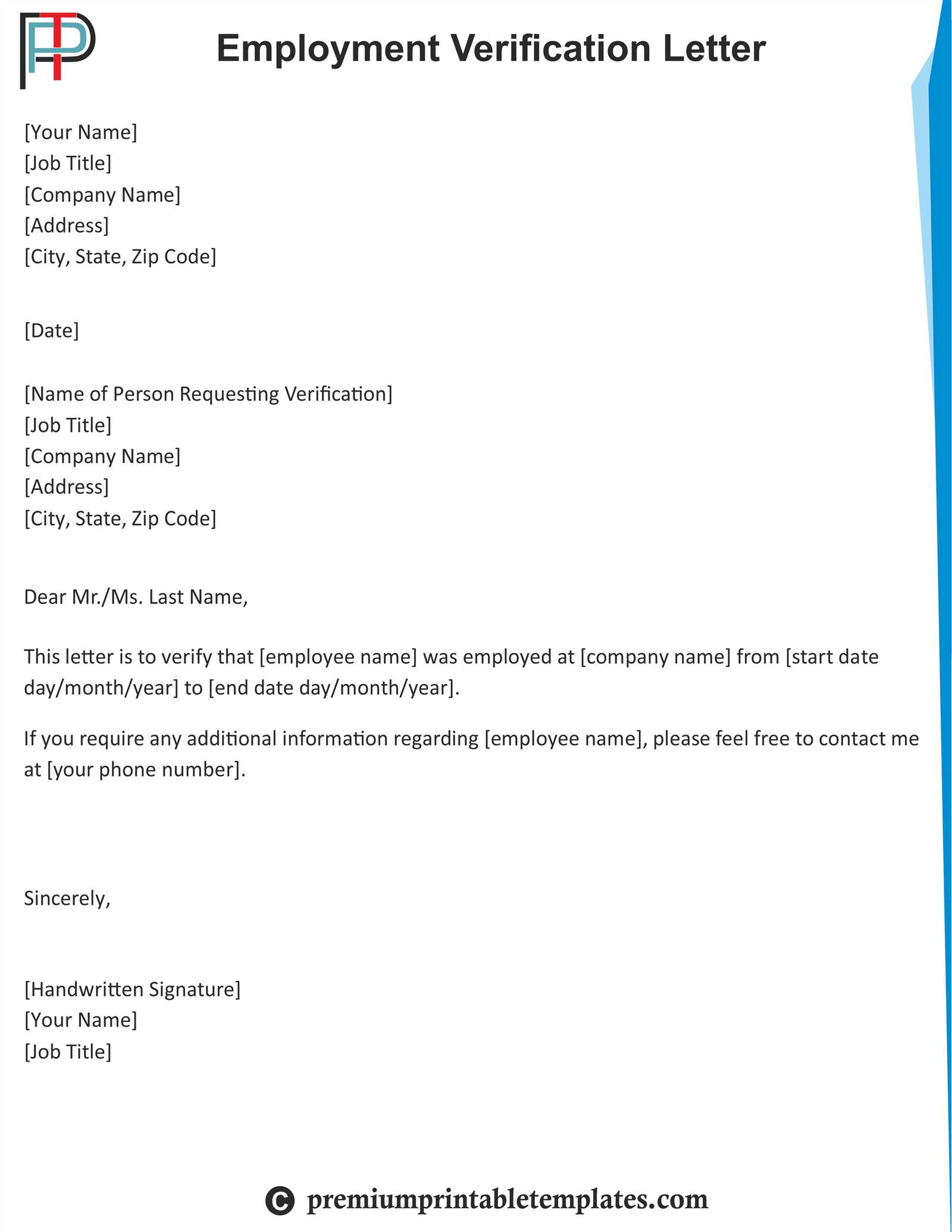 job verification letter template word