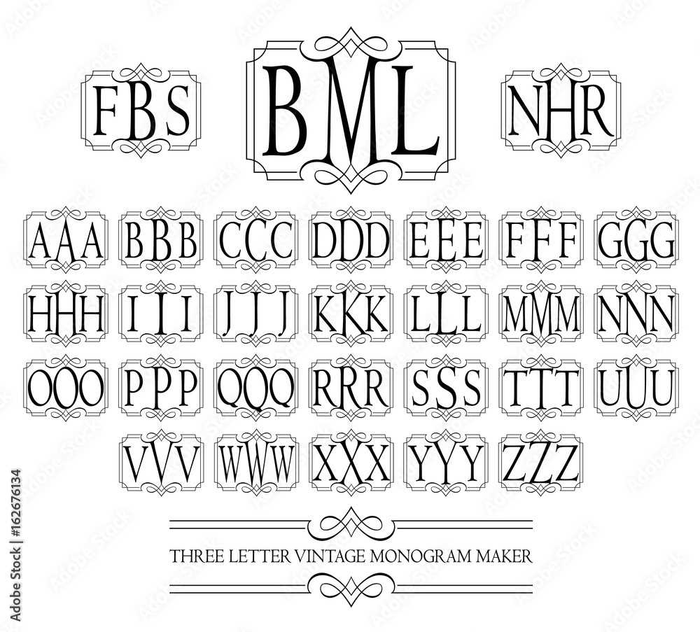 three letter monogram template