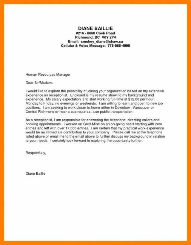 cover letter template for medical receptionist