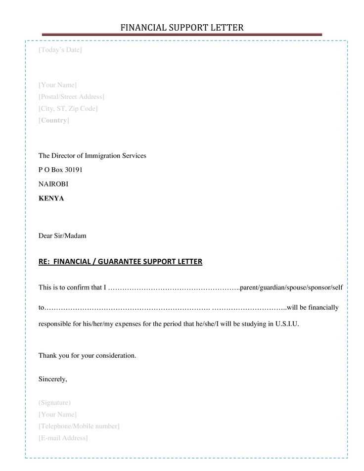 financial commitment letter template