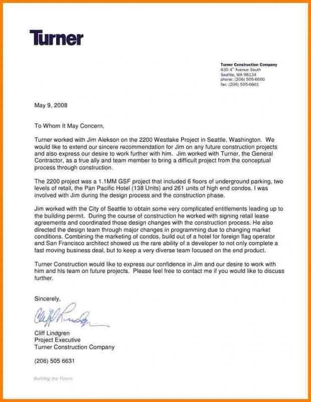 contractor reference letter template