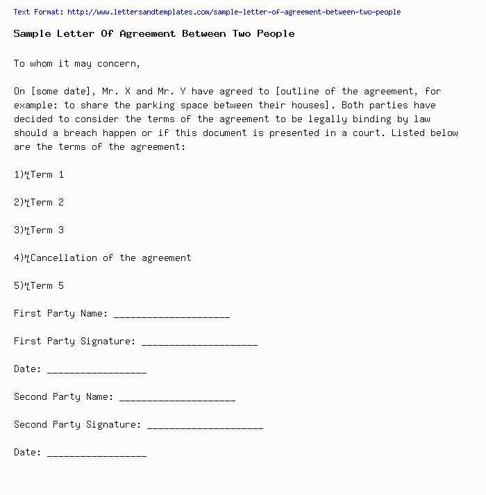 agreement letter template