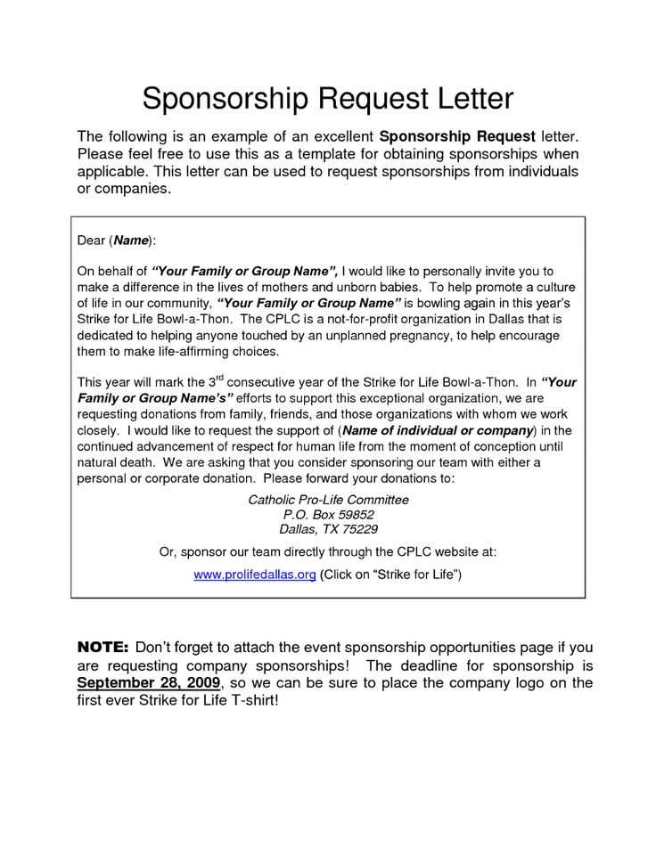 sponsorship letter for event template word