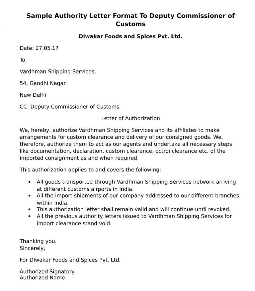 delegation of authority letter template