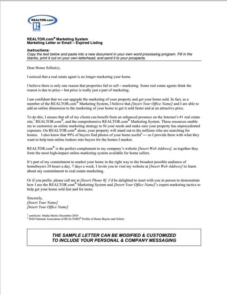 real estate letter to seller template