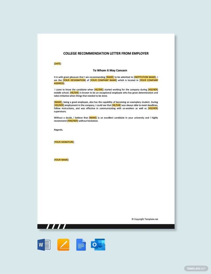 recommendation letter template google doc