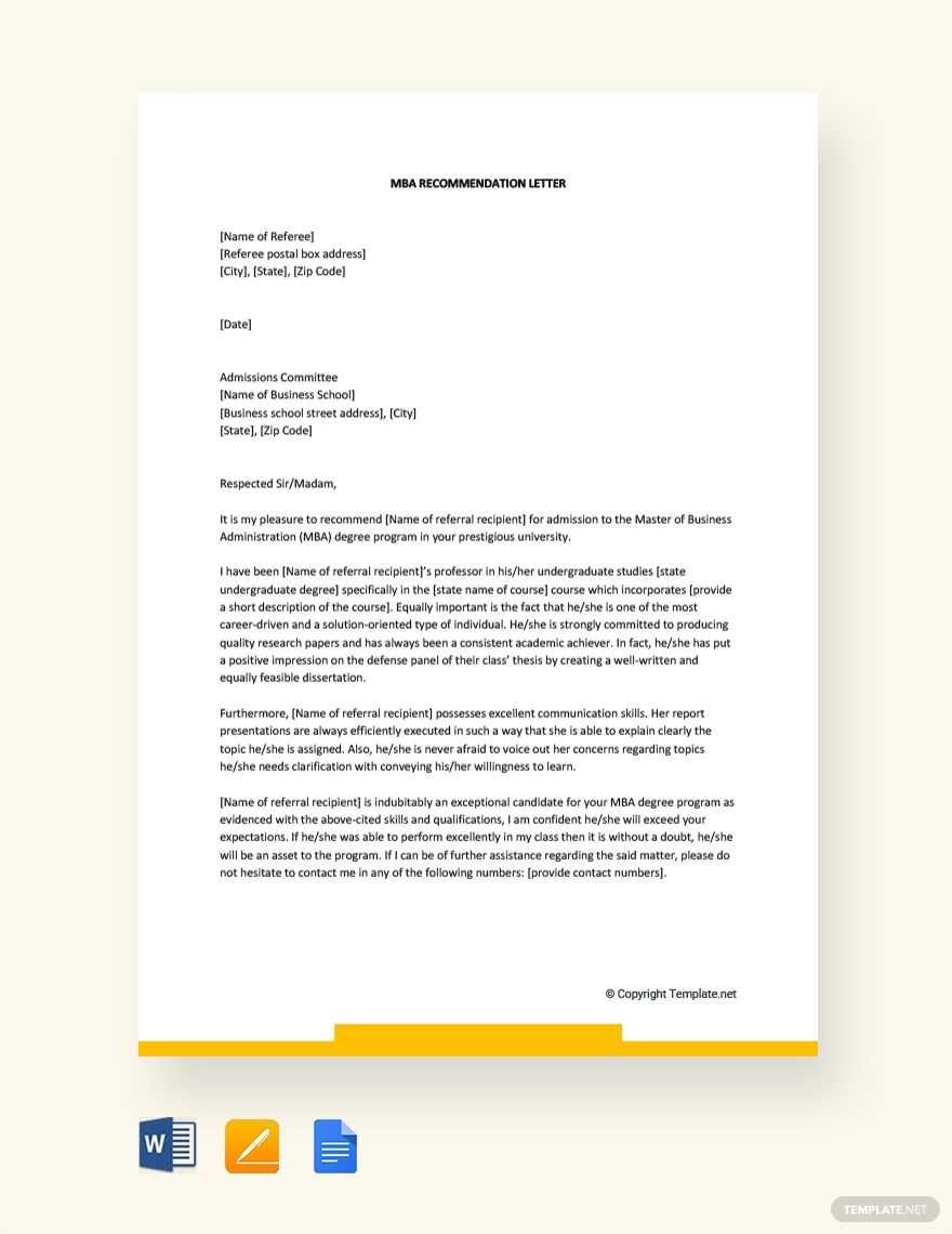 recommendation letter template google doc