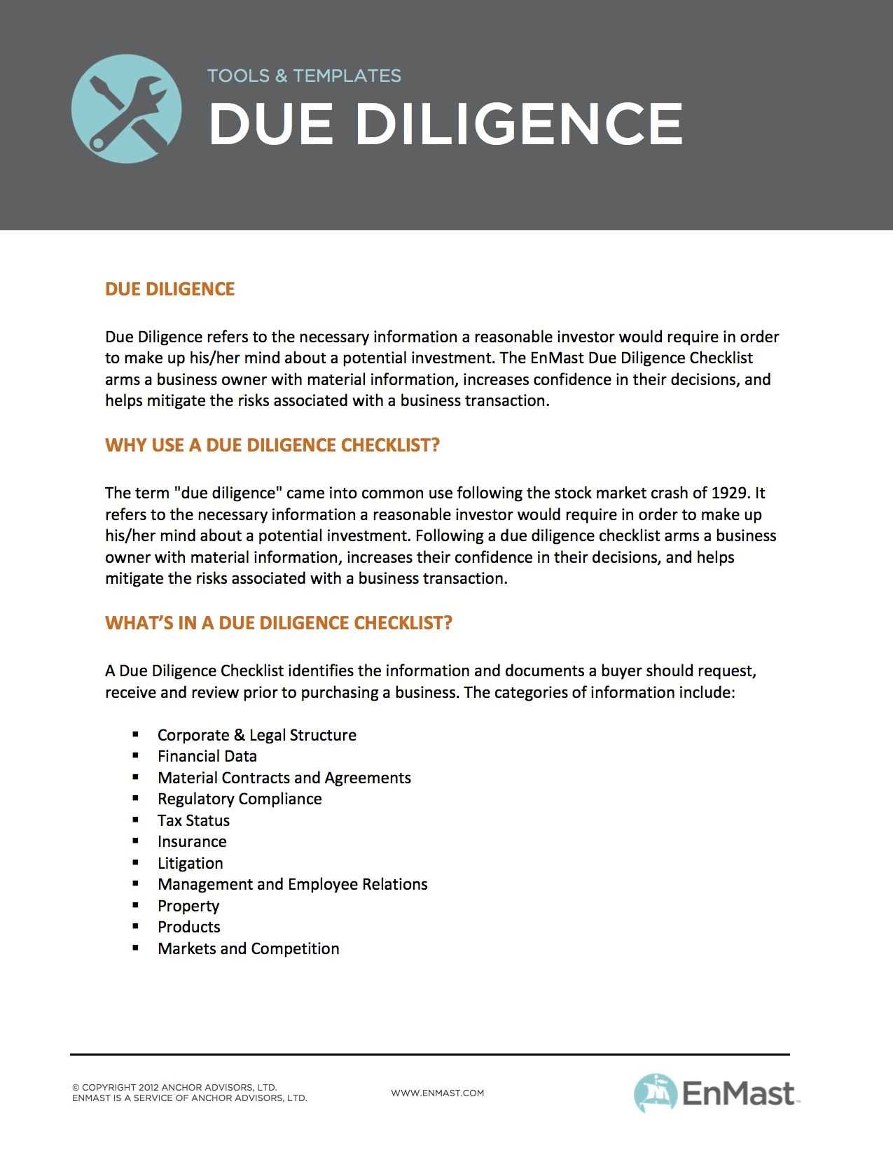 reliance letter due diligence template