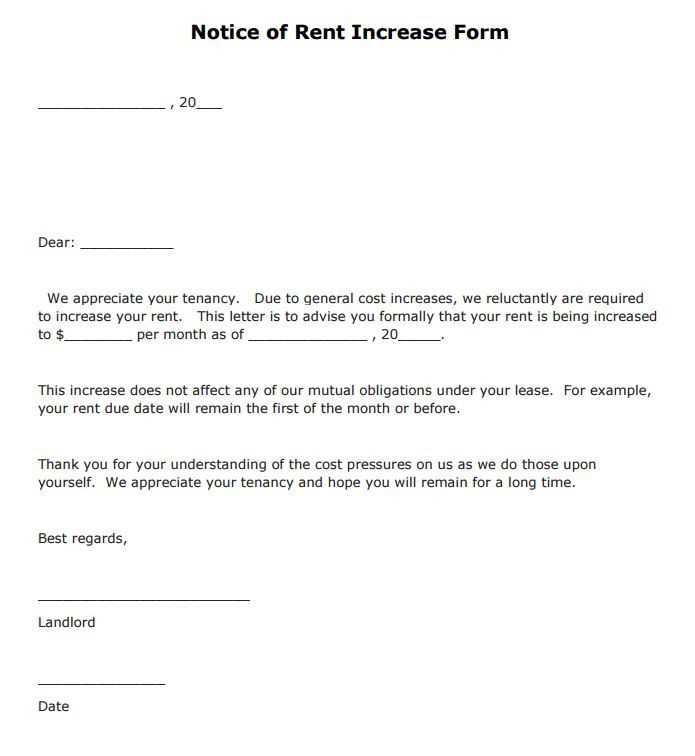 rent increase letter template free