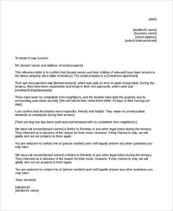 rental letter template