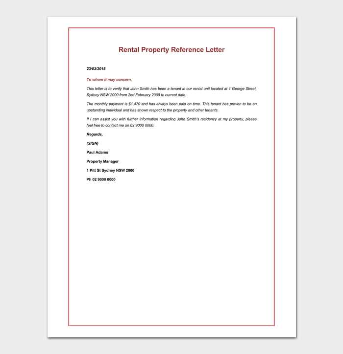 rental valuation letter template