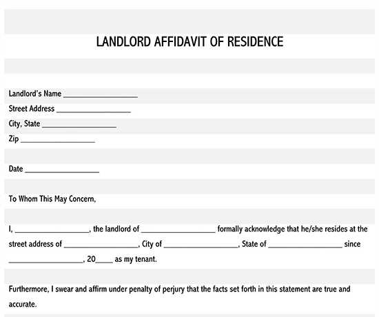 residence verification letter template