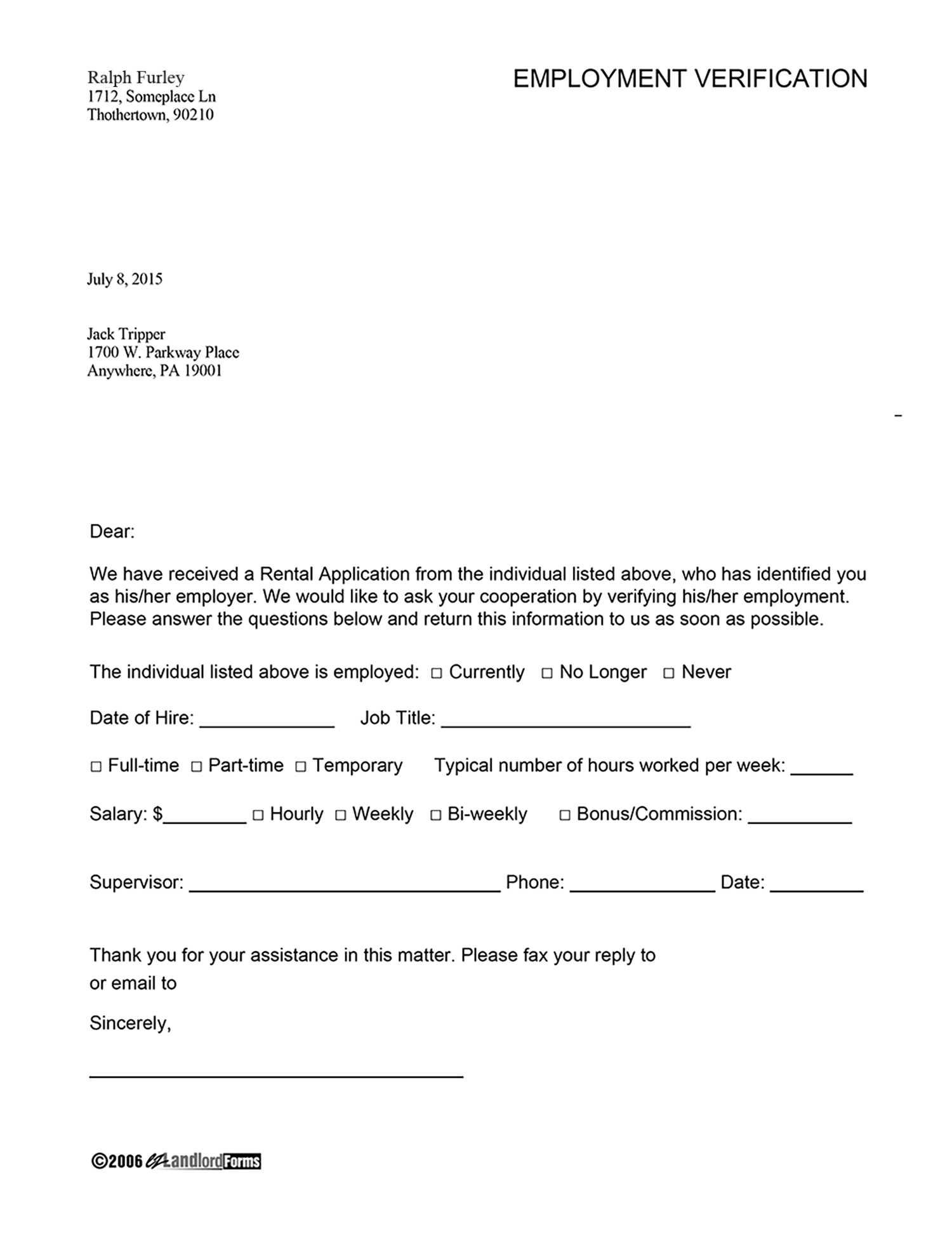 residency verification letter template