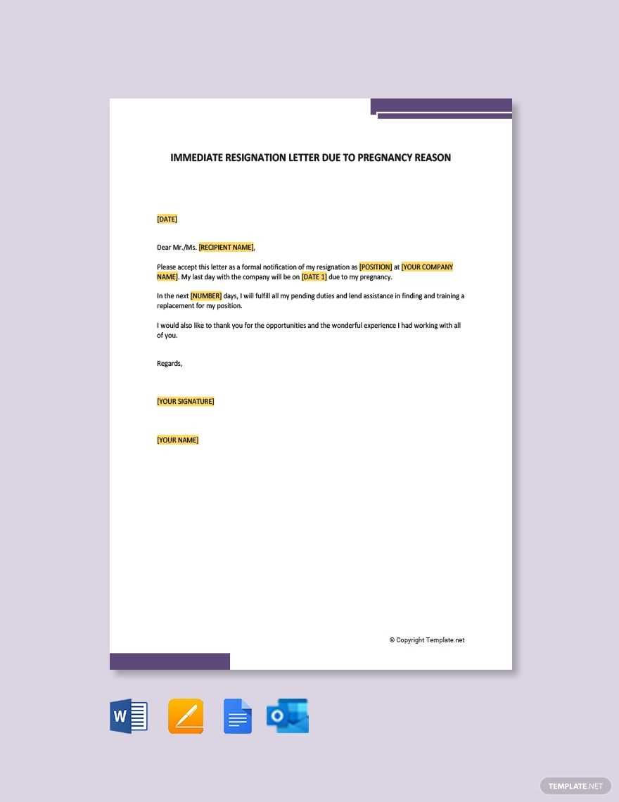 resignation letter due to health and stress template