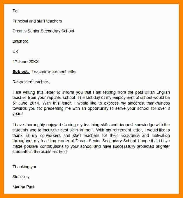 resignation letter due to retirement template