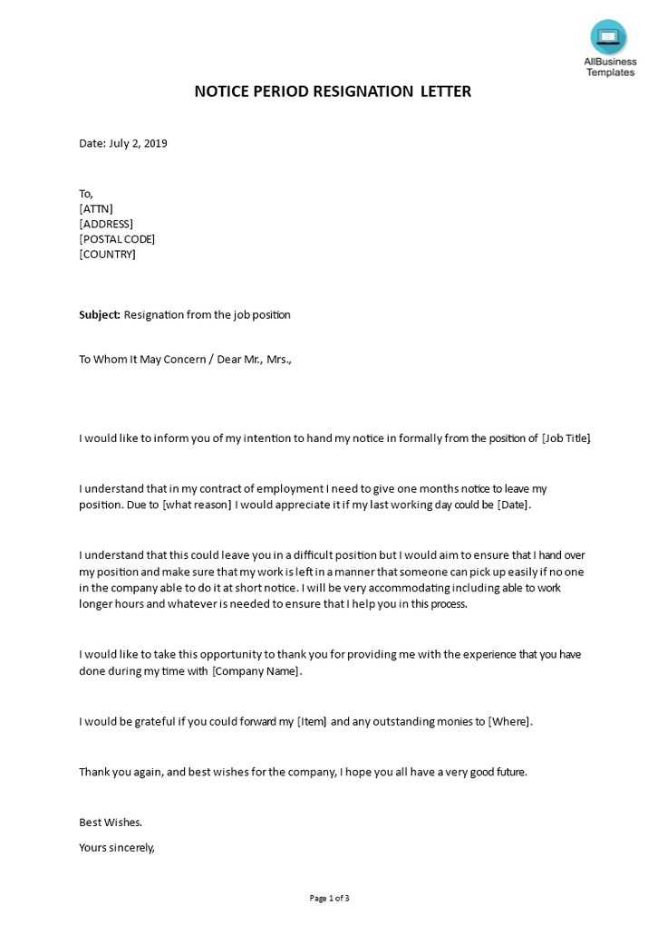 resignation letter template 2 month notice