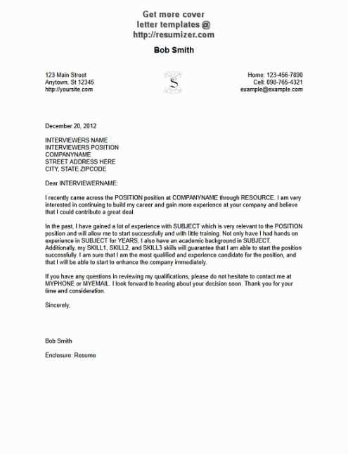 resume cover letter free template