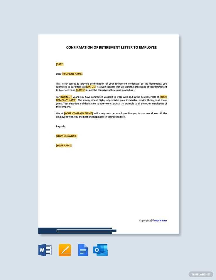 retirement letter template from employer to employee
