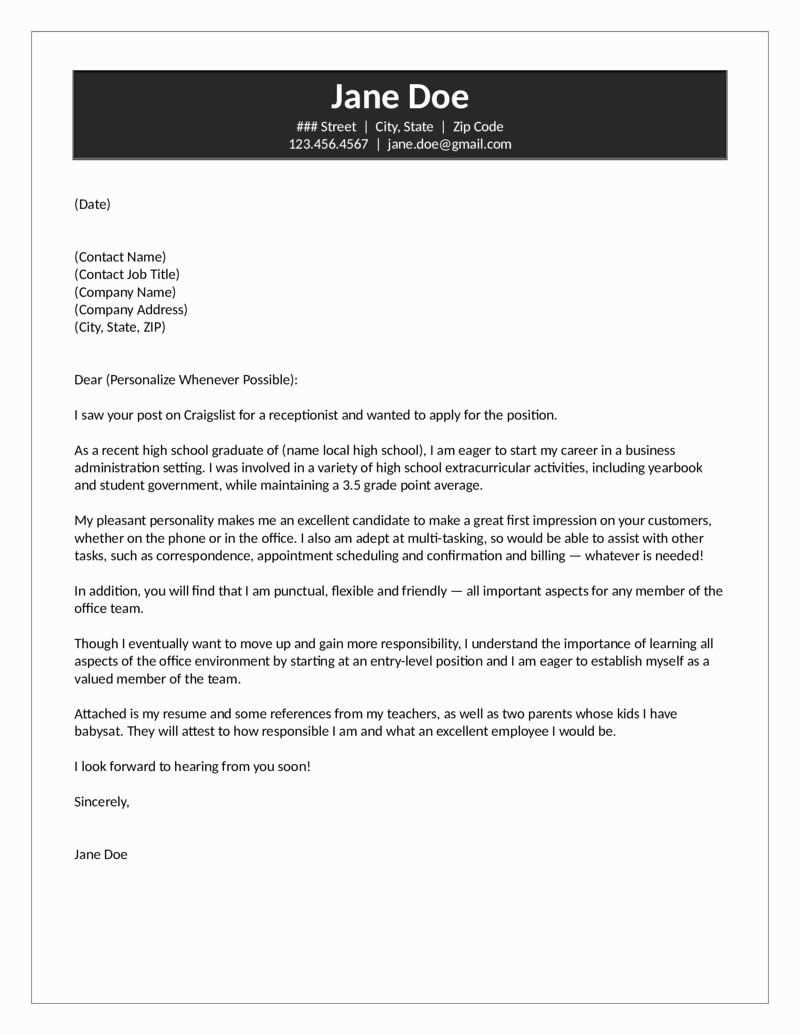 executive level cover letter template