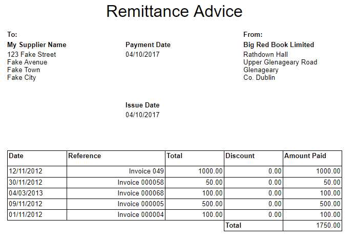 remittance letter template