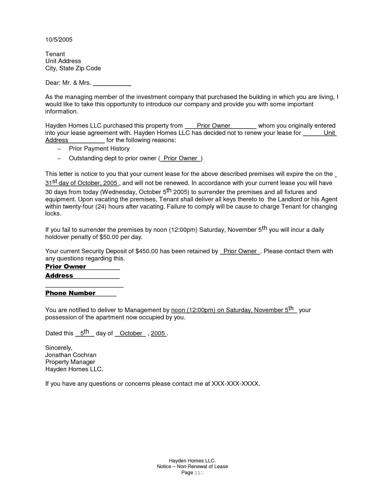 lease renewal letter template