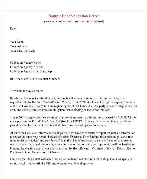 debt collectors letter template