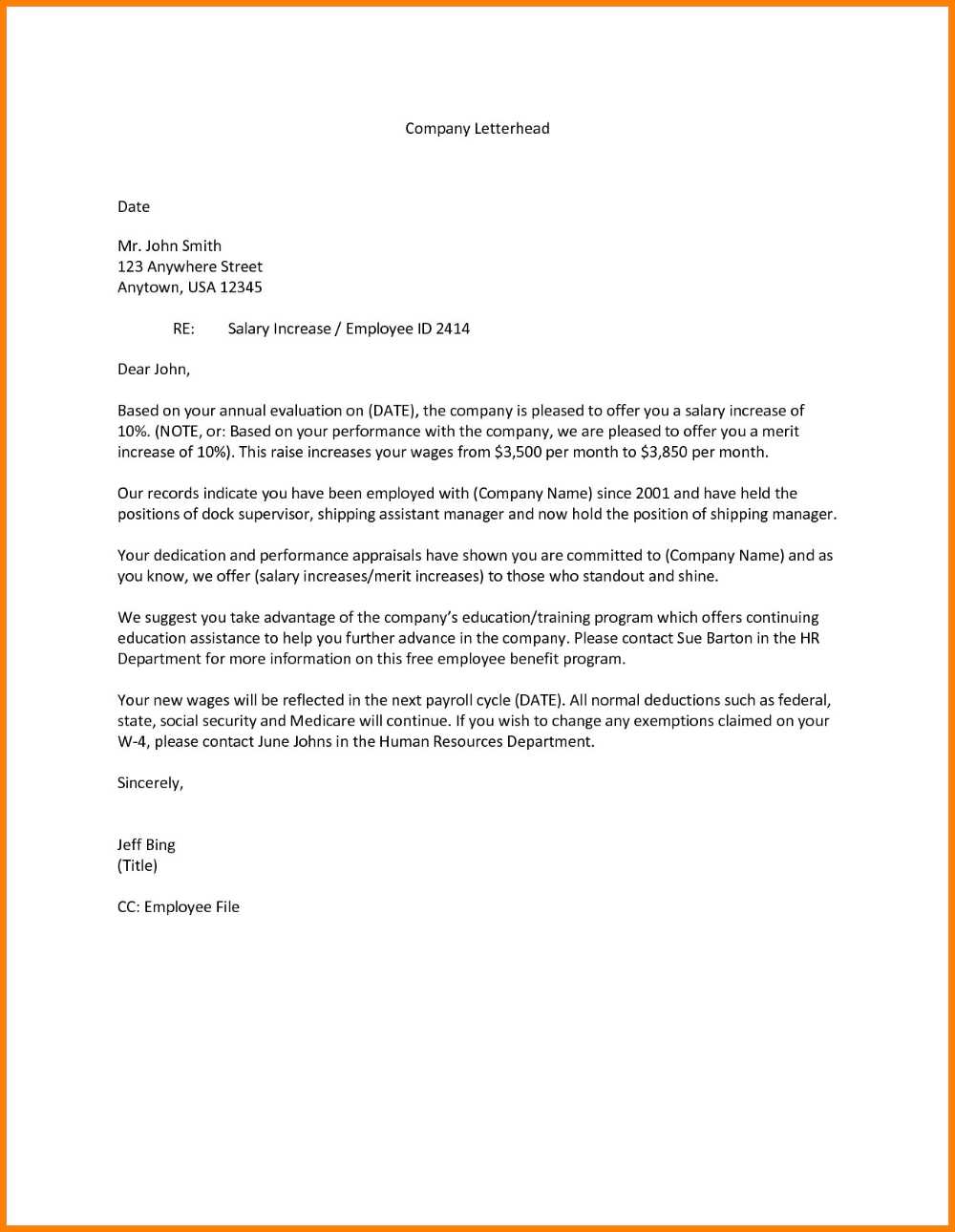 salary raise letter template