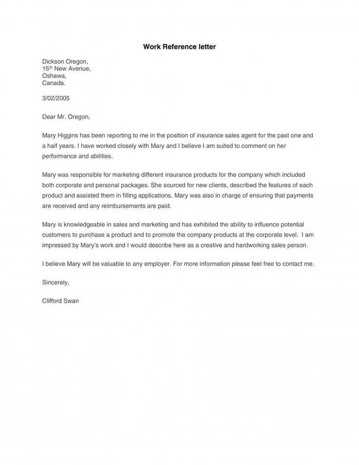 sales reference letter template